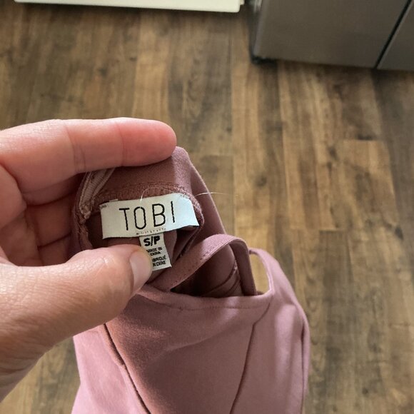 Tobi Dusty Rose Bodycon Mini Dress | Plunge Neck | Spaghetti Strap | Size Small - Picture 9 of 9